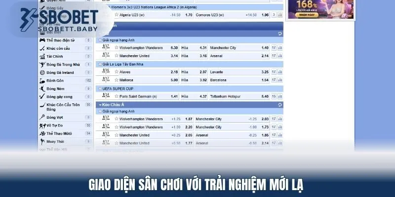 Giao diện sân chơi với trải nghiệm mới lạ