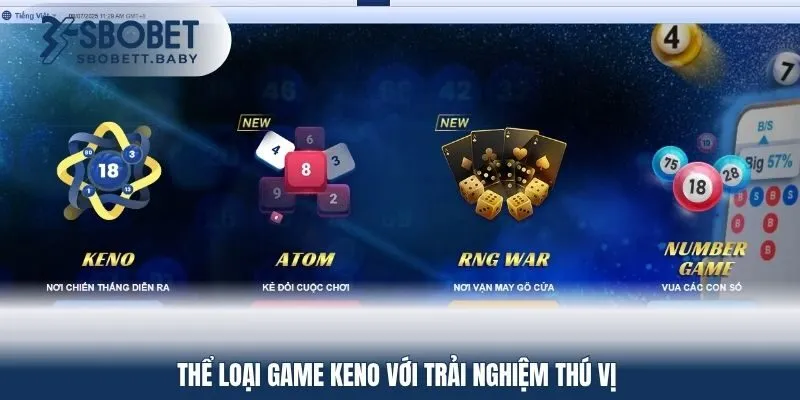 Thể loại game Keno với trải nghiệm thú vị